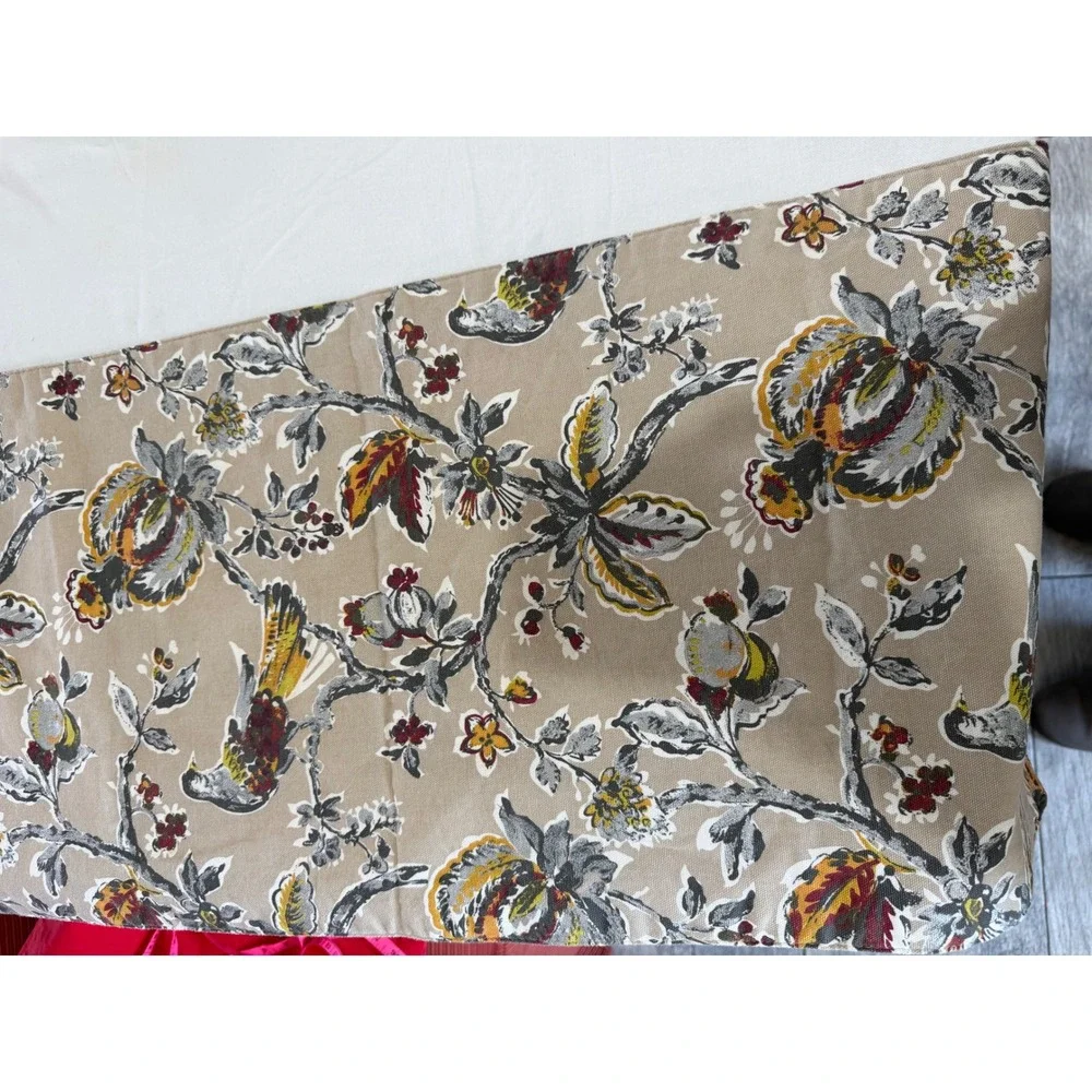 Nicole Miller Home Floral Bird‎ Table Runner Tan Botanical 14x68 Cotton Blend